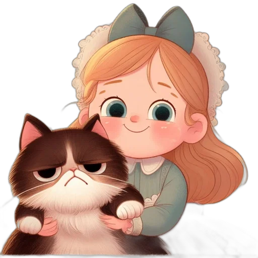staff, animal, cartoon, anime, oil painting, watercolor, young, girl transparent PNG cut-out