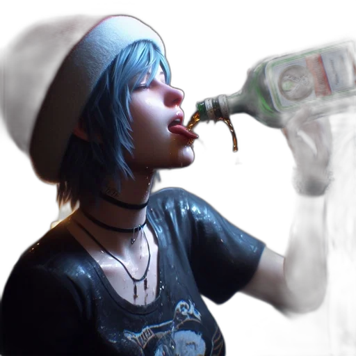bottle, face, concept art, photorealistic, cyberpunk, 3d render, illustration, features transparent PNG cut-out
