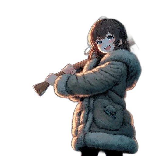 jacket, weapon, staff, face, concept art, anime, 3d render, photorealistic transparent PNG cut-out