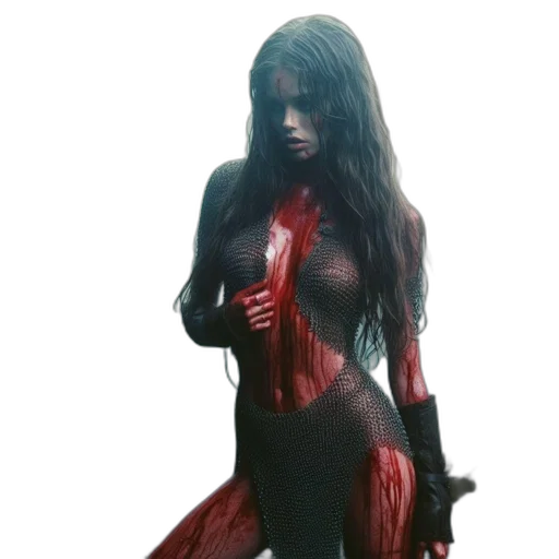 dress, creature, comic book art, concept art, 3d render, fantasy art, red, dark transparent PNG cut-out