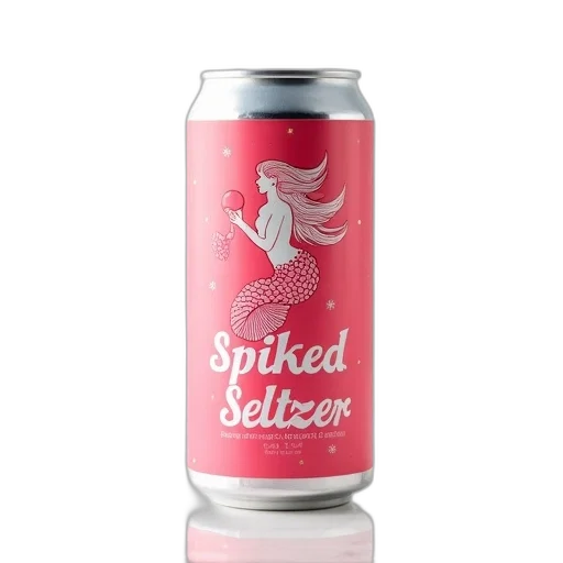 can, spiked, grapefruit, soda, pink, label, featuring, mermaid transparent PNG cut-out