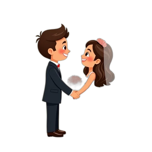 cartoon, concept art, pixel art, newly, hitched, card transparent PNG cut-out