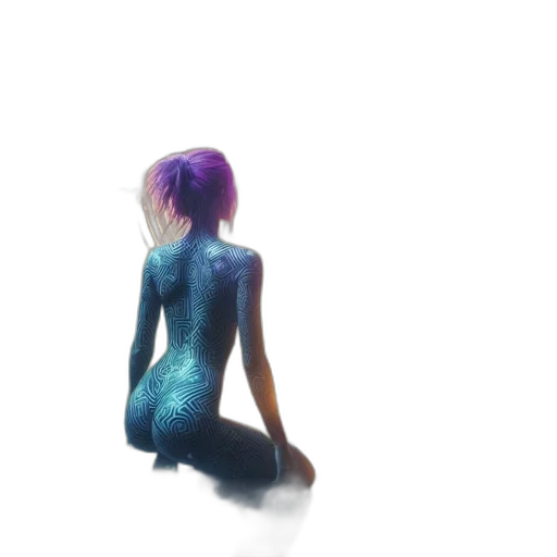 dress, creature, hair, robot, concept art, vaporwave, 3d render, cyberpunk transparent PNG cut-out