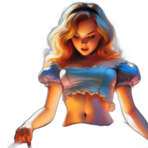 comic book art, concept art, fantasy art, 3d render, female, character, long, blonde transparent PNG cut-out