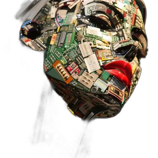 robot, mask, hat, crown, cyberpunk, 3d render, photorealistic, concept art transparent PNG cut-out