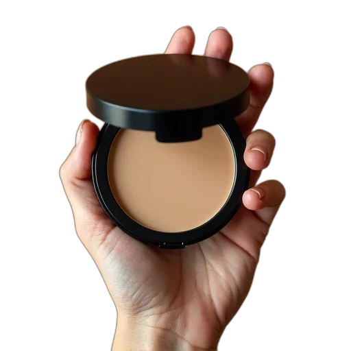face, earth tones, person, hand, holding, compact, mirror, black transparent PNG cut-out