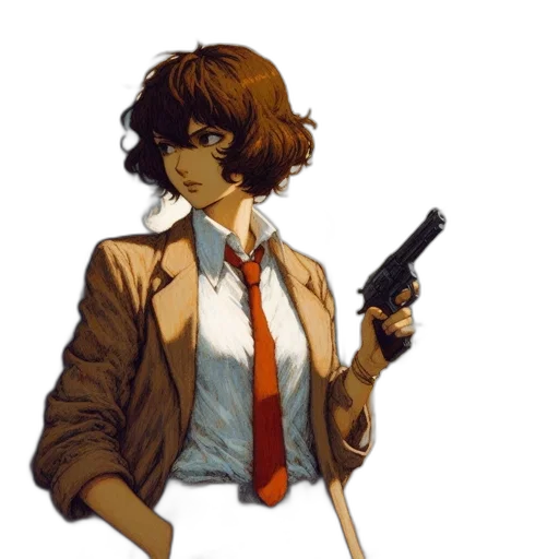 staff, jacket, weapon, pixel art, concept art, comic book art, anime, red transparent PNG cut-out