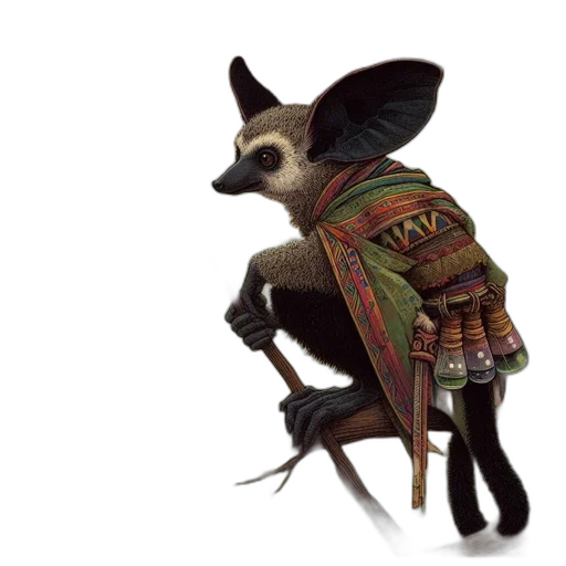 animal, creature, jacket, dress, concept art, fantasy art, 3d render, watercolor transparent PNG cut-out