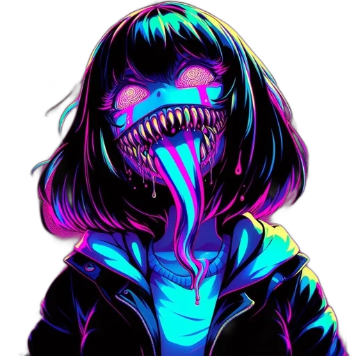 mask, creature, jacket, face, pixel art, cyberpunk, vaporwave, concept art transparent PNG cut-out