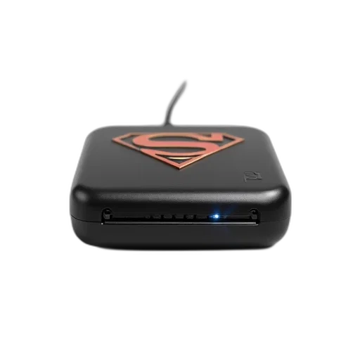 3d render, small, black, electronic, device, red, gold, emblem transparent PNG cut-out