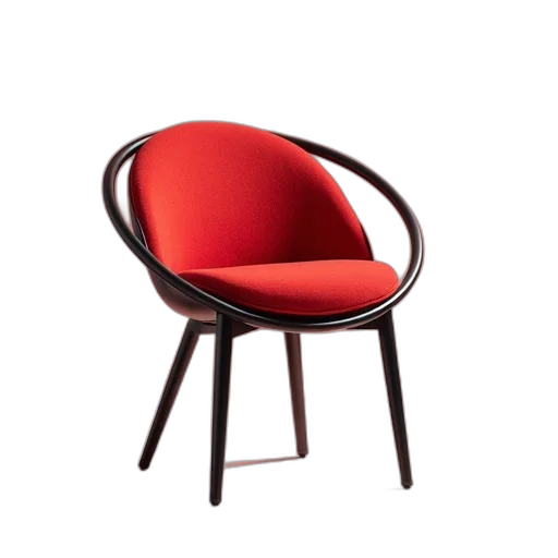 furniture, 3d render, red, modern, black, metal, chair, curved transparent PNG cut-out