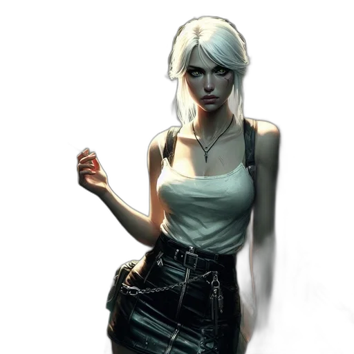jacket, face, staff, dress, concept art, comic book art, fantasy art, cyberpunk transparent PNG cut-out
