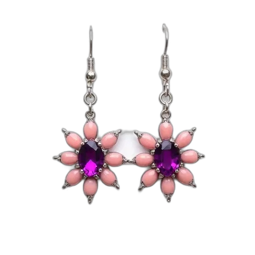 jewelry, crown, pastel, pair, earrings, purple, gemstone, design transparent PNG cut-out