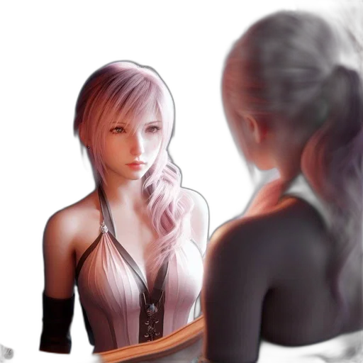 hair, dress, face, concept art, photorealistic, fantasy art, 3d render, pastel transparent PNG cut-out