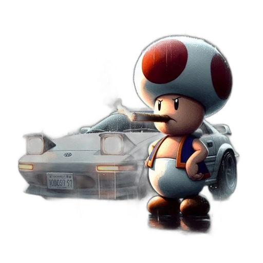 car, robot, concept art, 3d render, pixel art, photorealistic, toad, mario transparent PNG cut-out