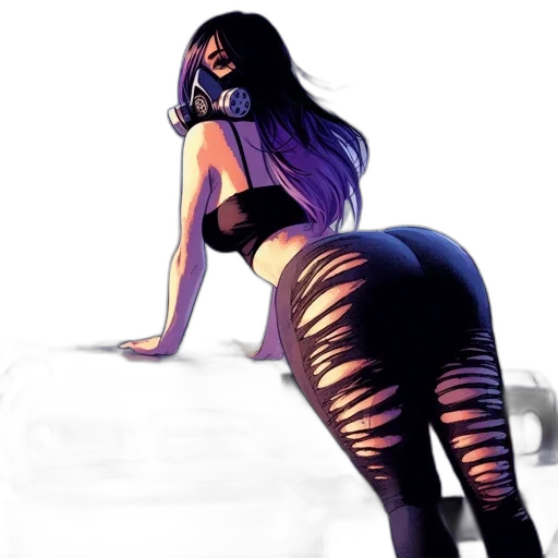 dress, robot, concept art, cyberpunk, fantasy art, anime, neon lights, dark transparent PNG cut-out