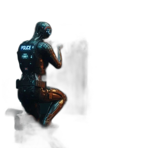 robot, dress, jacket, mask, concept art, cyberpunk, 3d render, pixel art transparent PNG cut-out