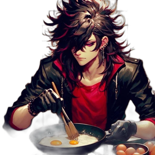 food, jacket, concept art, pixel art, anime, photorealistic, red, dark transparent PNG cut-out