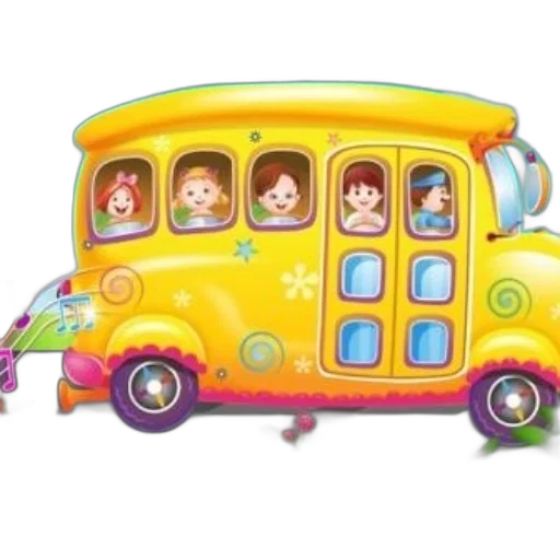 car, concept art, 3d render, interactive, sing-along, featuring, colorful, bus transparent PNG cut-out