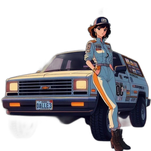 car, jacket, weapon, robot, concept art, pixel art, anime, vaporwave transparent PNG cut-out