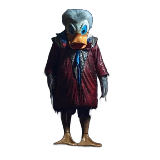 mask, jacket, creature, animal, 3d render, concept art, grim, duck-like transparent PNG cut-out