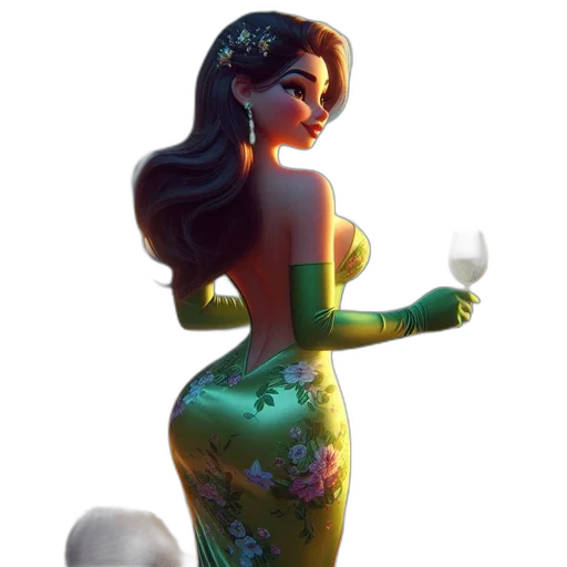 dress, concept art, fantasy art, 3d render, cartoon, outer space, green, animated transparent PNG cut-out