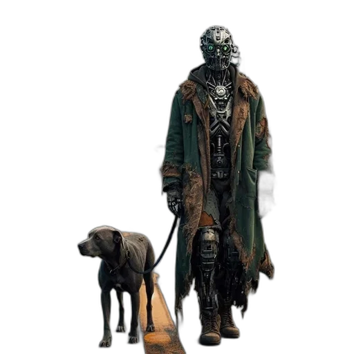 animal, creature, staff, mask, concept art, cyberpunk, fantasy art, pixel art transparent PNG cut-out