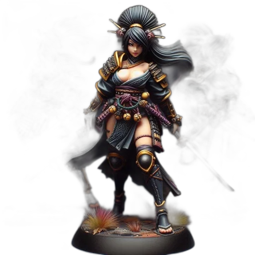 fantasy art, concept art, 3d render, pixel art, dark, three, miniature, warrior transparent PNG cut-out
