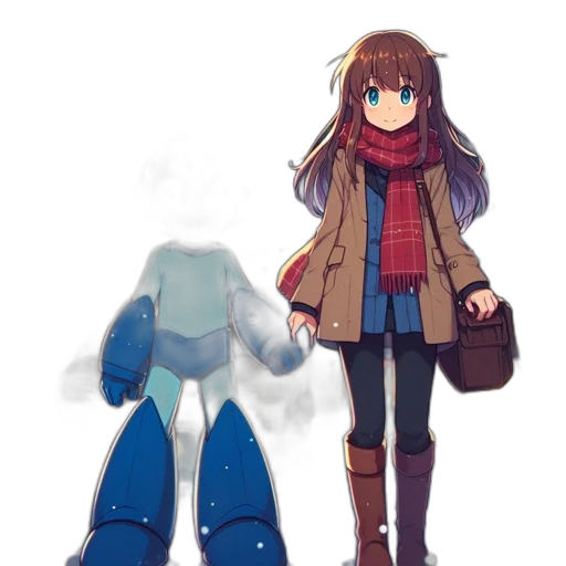 robot, jacket, creature, bottle, concept art, anime, pixel art, watercolor transparent PNG cut-out