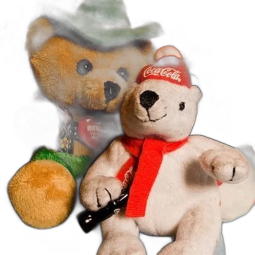 staff, weapon, 3d render, teddy, bear, wearing, coca-cola, hat transparent PNG cut-out