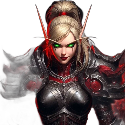 fantasy art, concept art, comic book art, photorealistic, red, elfin, woman, distinctive transparent PNG cut-out