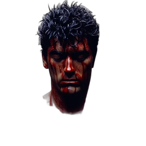 face, comic book art, photorealistic, concept art, oil painting, dark, red, intense transparent PNG cut-out