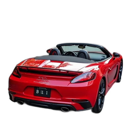 car, 3d render, photorealistic, red, convertible, sports, parked, driveway transparent PNG cut-out