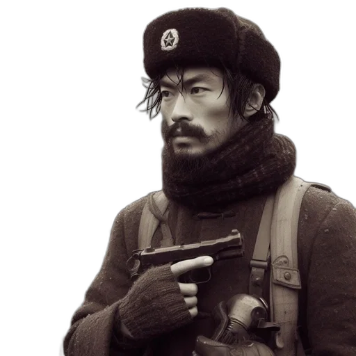 staff, jacket, face, hat, photorealistic, concept art, pixel art, heavily transparent PNG cut-out