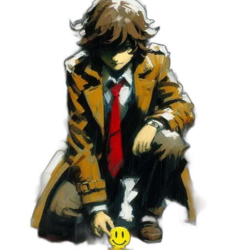 jacket, mask, staff, face, concept art, pixel art, comic book art, watercolor transparent PNG cut-out