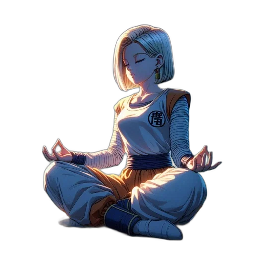 staff, comic book art, concept art, fantasy art, anime, blue, character, meditates transparent PNG cut-out