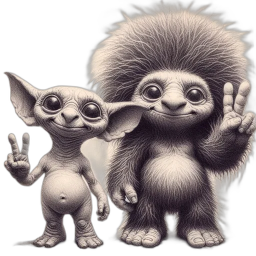 creature, concept art, photorealistic, fantasy art, 3d render, image, shows, two transparent PNG cut-out