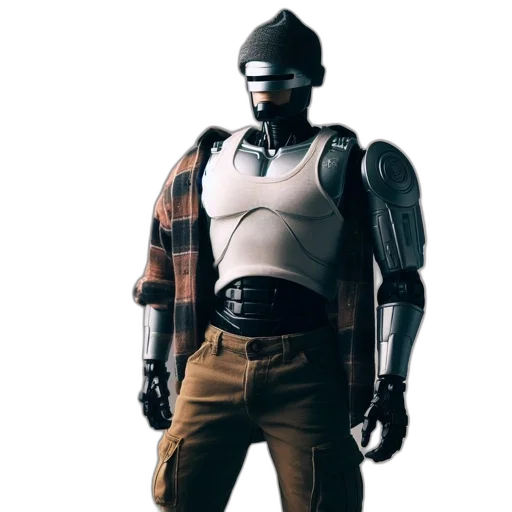 robot, jacket, weapon, concept art transparent PNG cut-out