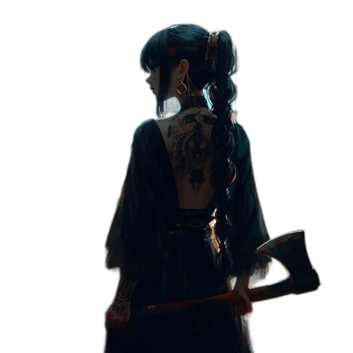 staff, sword, dress, weapon, concept art, fantasy art, 3d render, anime transparent PNG cut-out