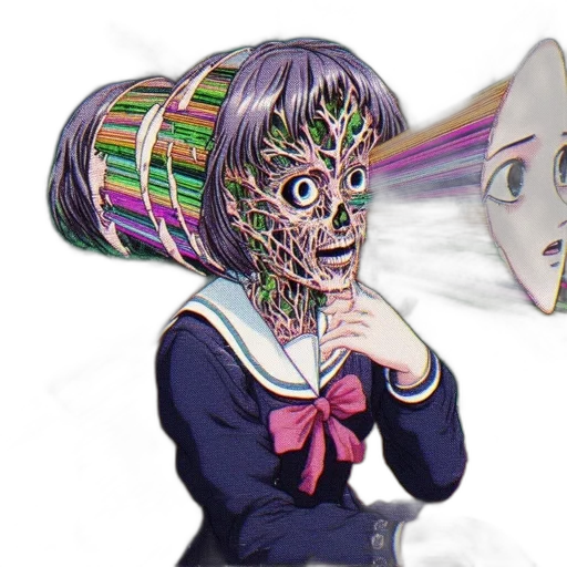 mask, robot, face, creature, vaporwave, anime, concept art, 3d render transparent PNG cut-out