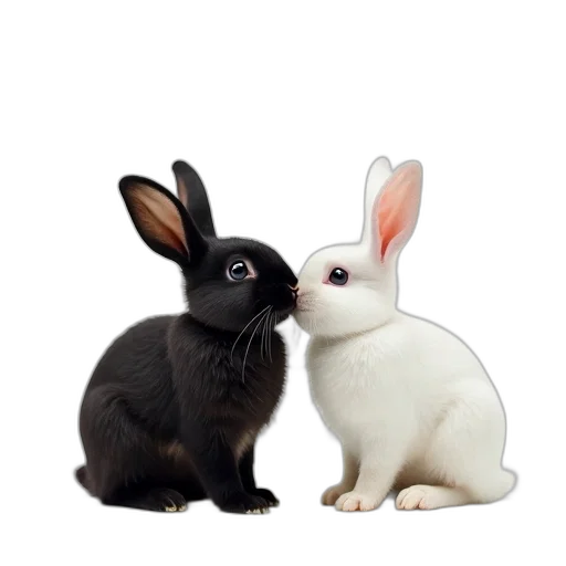animal, food, photorealistic, 3d render, concept art, monochrome, black, rabbit transparent PNG cut-out