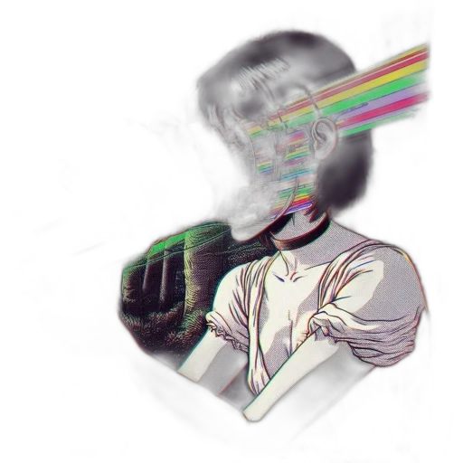 robot, mask, face, creature, vaporwave, anime, cyberpunk, pixel art transparent PNG cut-out