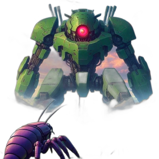 robot, creature, weapon, animal, concept art, pixel art, fantasy art, 3d render transparent PNG cut-out