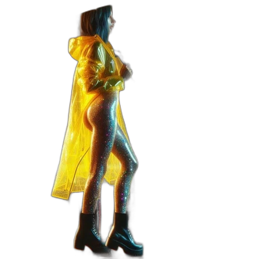 jacket, dress, staff, robot, concept art, cyberpunk, comic book art, watercolor transparent PNG cut-out