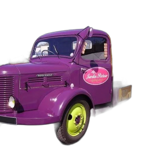 car, 3d render, vintage, purple, hotchkiss, truck, green, wheels transparent PNG cut-out