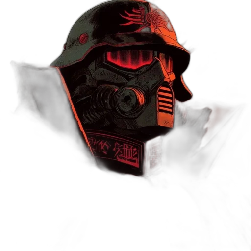 mask, robot, face, weapon, concept art, comic book art, fantasy art, photorealistic transparent PNG cut-out