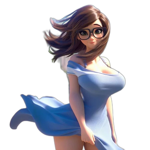 dress, staff, concept art, fantasy art, anime, cartoon, blue, animated transparent PNG cut-out