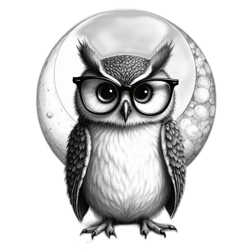 staff, face, animal, pencil sketch, fantasy art, photorealistic, cartoon, black transparent PNG cut-out