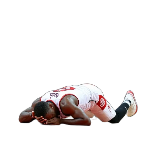 animal, basketball, player, lying, floor, court, holding, his transparent PNG cut-out