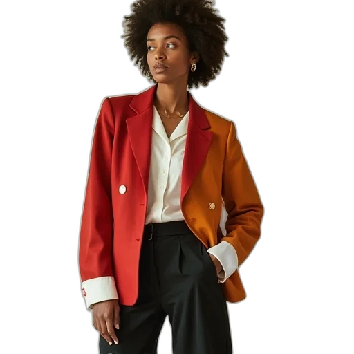 jacket, staff, red, earth tones transparent PNG cut-out